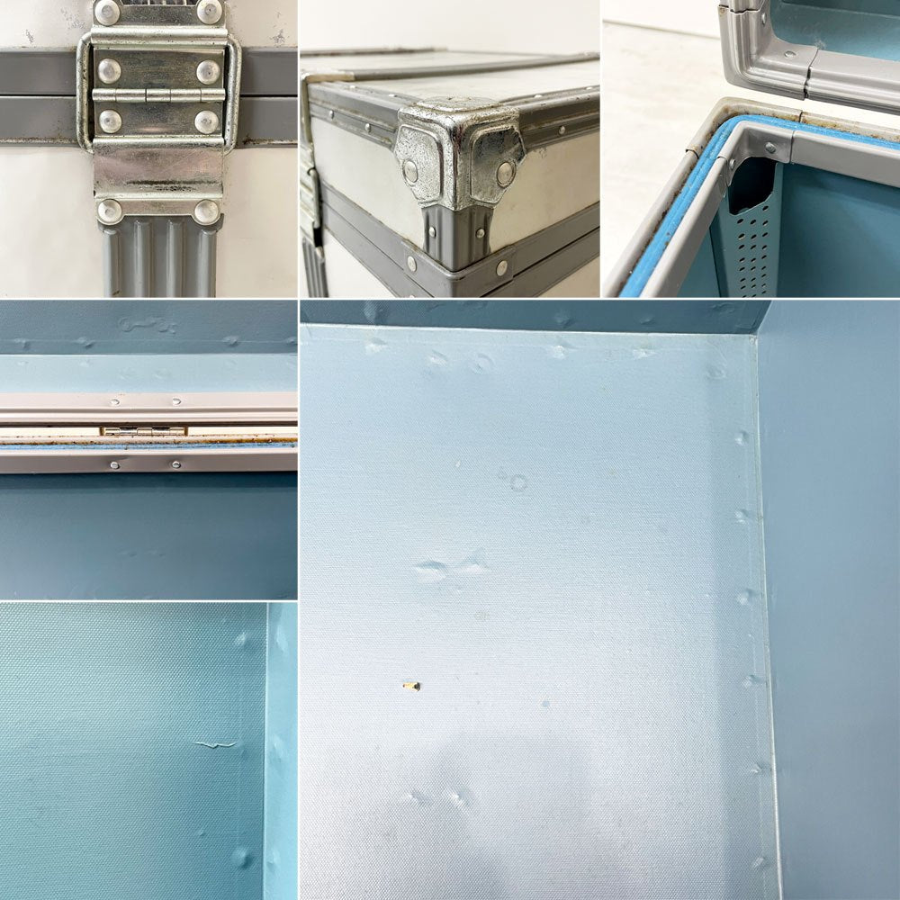 ビンテージ ジュラルミンケース アルミ製 トランク ローテーブル インダストリアルデザイン 工業系 店舗什器 B ●