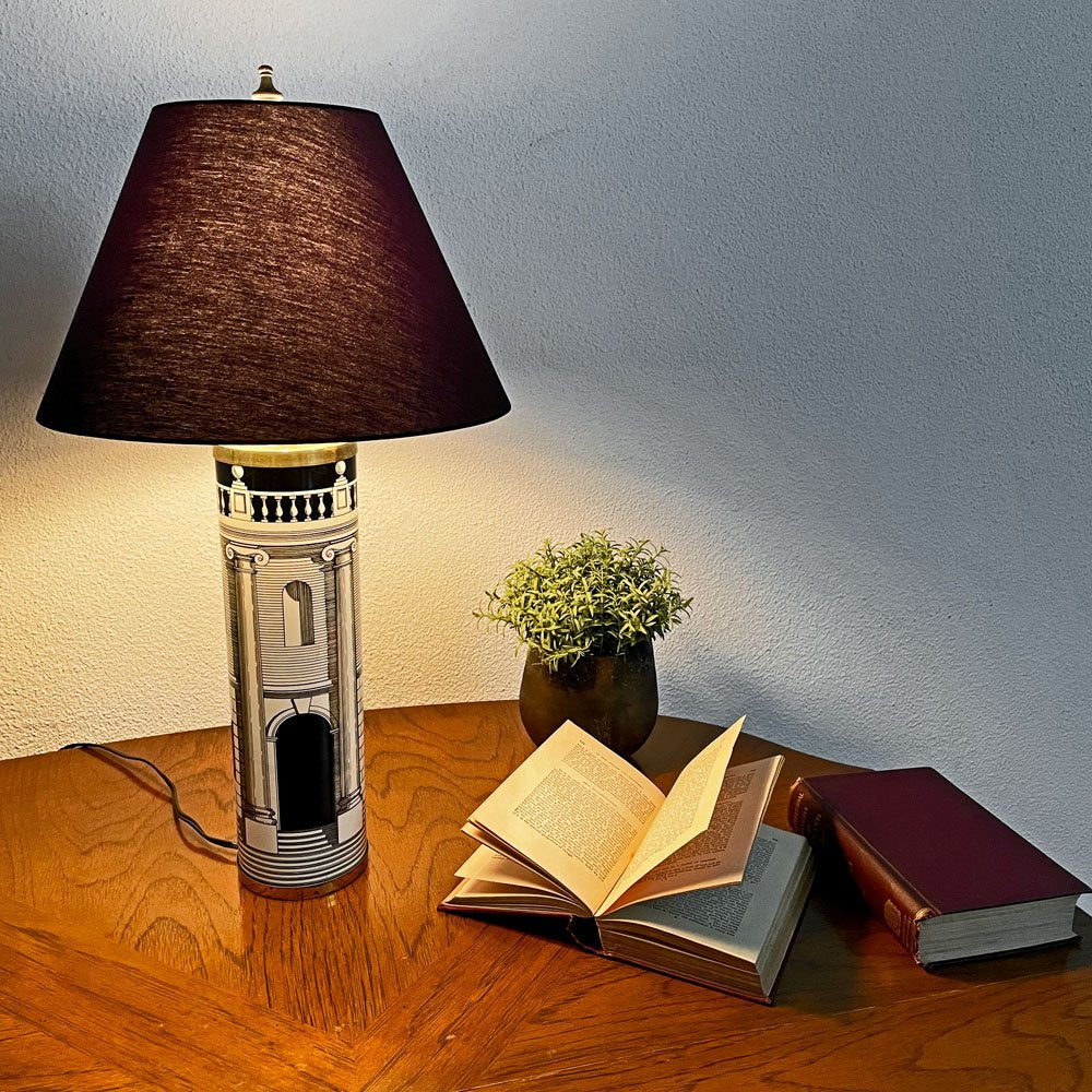 フォルナセッティ Fornasetti テーブルランプベース CASA CON COLONNE BLACK/WHITE ビンテージ セラミック×真鍮 〓