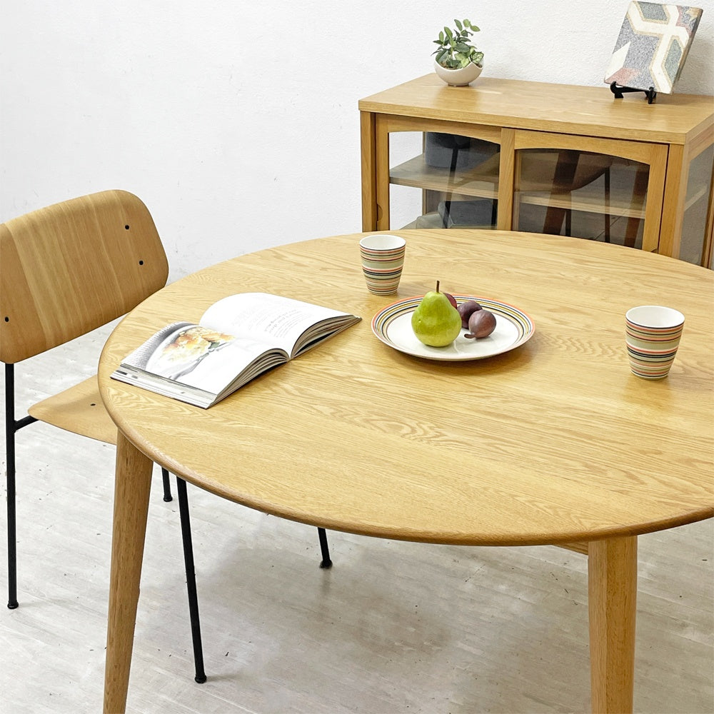 ノルテ NORTE ラウンド ダイニングテーブル オーク無垢材 ナチュラル シンプルデザイン Φ115cm ●