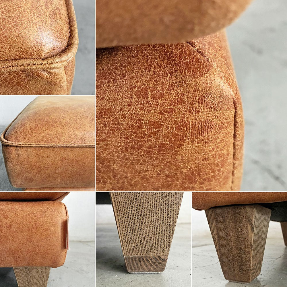リラックスフォーム RELAX FORM コロンバス COLUMBUS Ⅱ オットマン W70cm レザーテックス キャメル 木脚 関家具 定価¥55,000- 〓