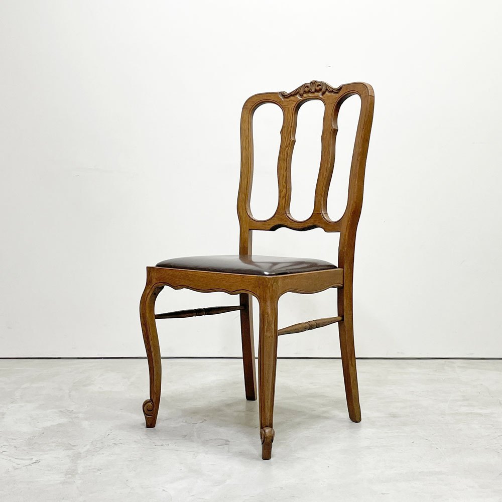 フランスビンテージ french vintage ダイニングチェア オーク材 レザー