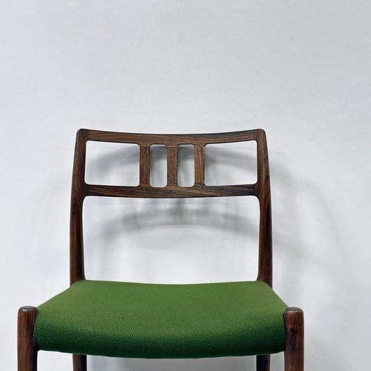JLモラー J.L.Mollers Model No.79 ダイニングチェア ローズウッド材 グリーン系ファブリック ニールス・O・モラー デンマーク 北欧家具 ●