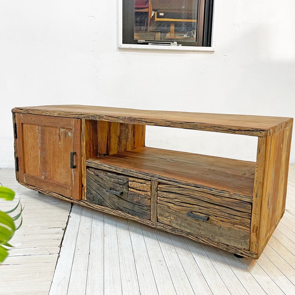 ジャーナルスタンダードファニチャー journal standard Furniture ブレダ BREDA TVボード AVボード 古材無垢材 立脚&キャスター付き 廃番 ★