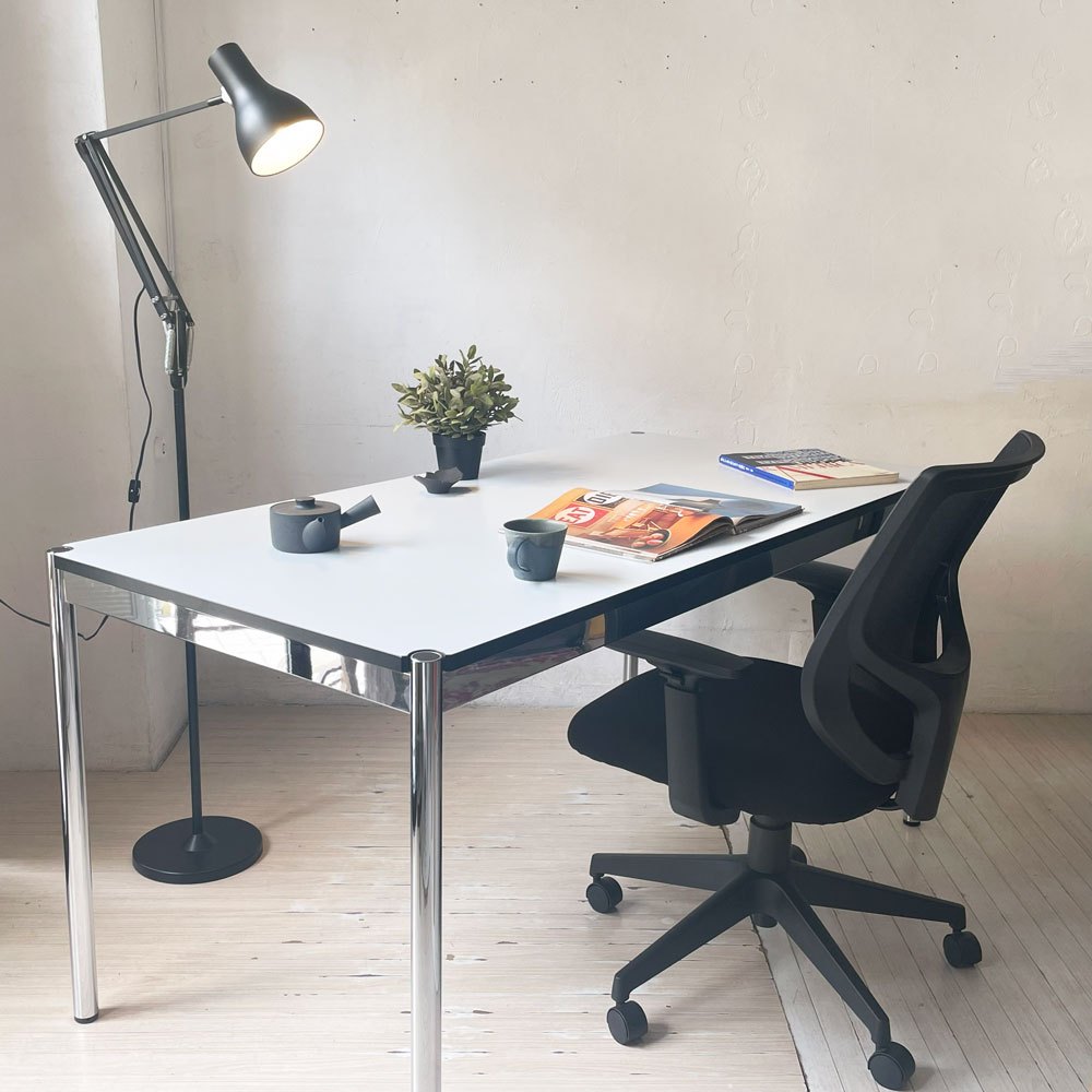 USMモジュラーファニチャー USM Haller USMハラーテーブル ワーキングデスク ダイニングテーブル W150×D75×H74cm パールグレーラミネート(ホワイト) ★