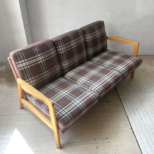 モモナチュラル MOMO Natural モス MOSS 3P ソファ 3人掛けソファ チェックファブリック フルカバーリング アルダー材 北欧スタイル 参考定価¥148,000- ★