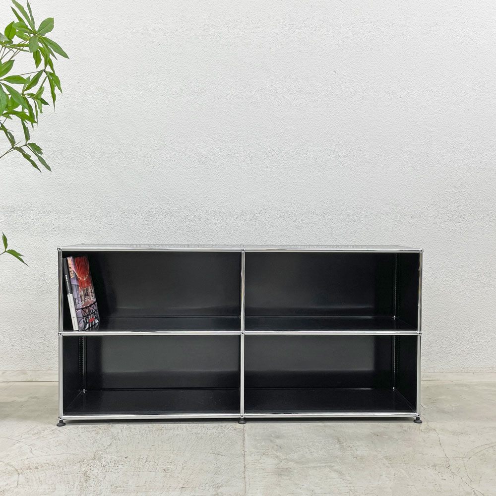 ユーエスエムハラー USM Haller モジュラーファニチャー ハラーシステム 2列2段 ブックシェルフ キャビネット グラファイトブラック 〓