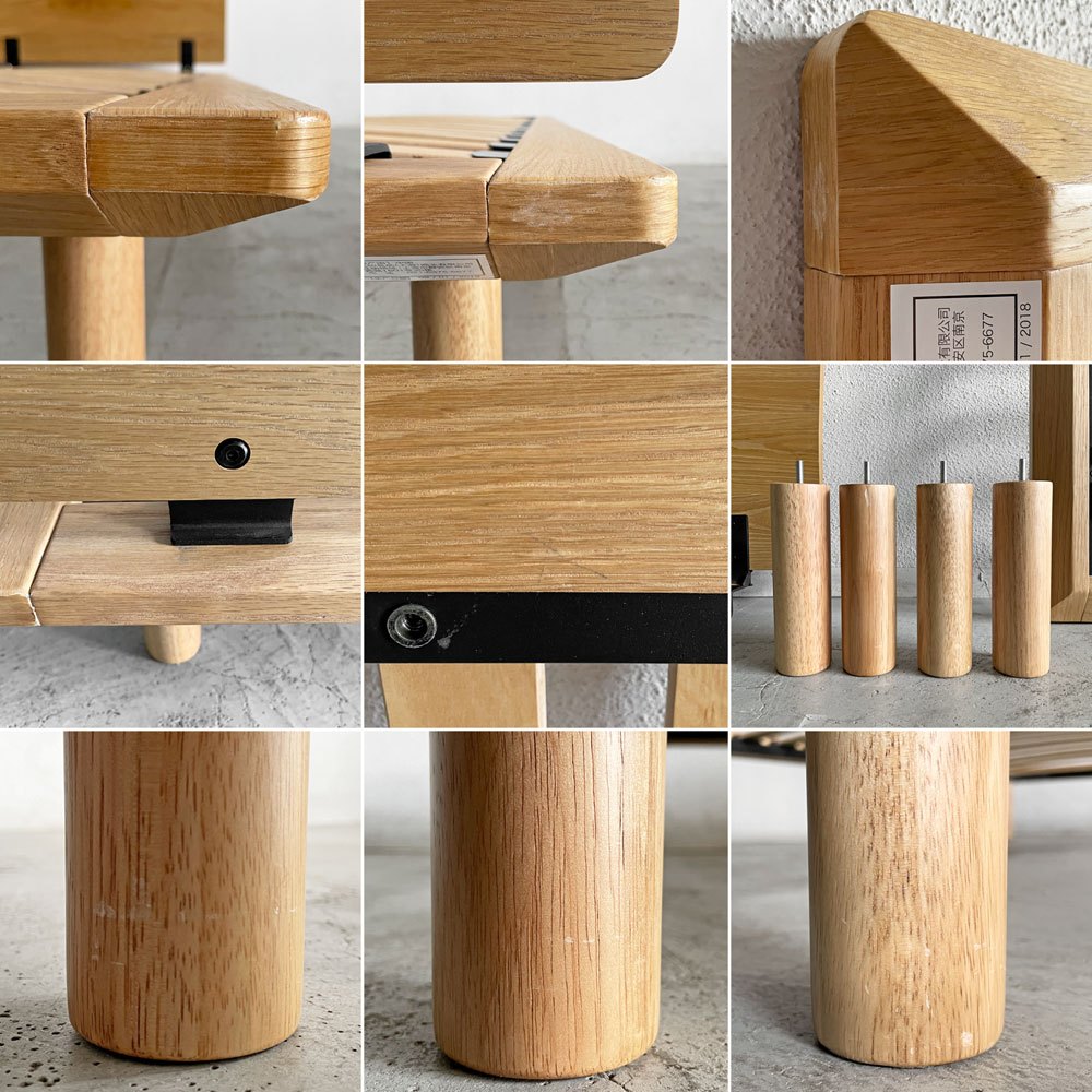 無印良品 MUJI 木製ベッドフレーム シングルサイズ オーク材突板 ヘッドボード&木製脚付 シンプルデザイン 合計定価¥52,900- 〓