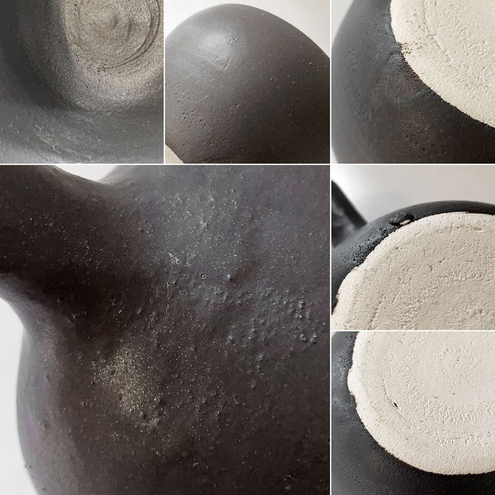 正島克哉 Katsuya Shoujima 片手土鍋 黒 小 全幅19.5cm 直火可 工房正島 現代作家 A ◎