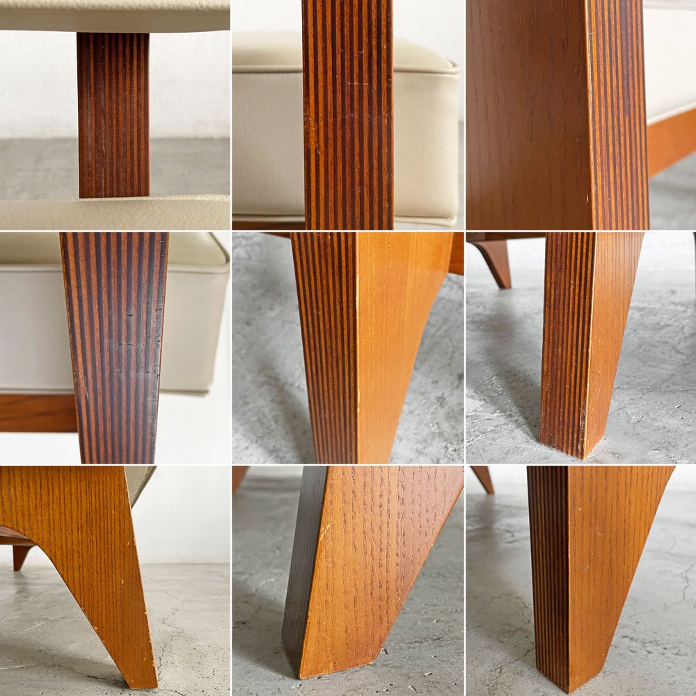 イデー IDEE ソリッドベンチ SOLID BENCH 2人掛けソファ 長椅子 W150cm ビニールレザー クリーム系 アッシュ材フレーム 受注生産品 定価¥199,900-以上 〓