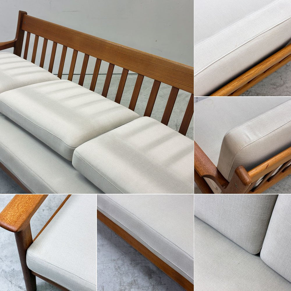 ゲタマ GETAMA GE265 3Pソファ 3人掛け チーク材 スプリングクッション ハンス.J.ウェグナー デンマーク 北欧 ビンテージ ●