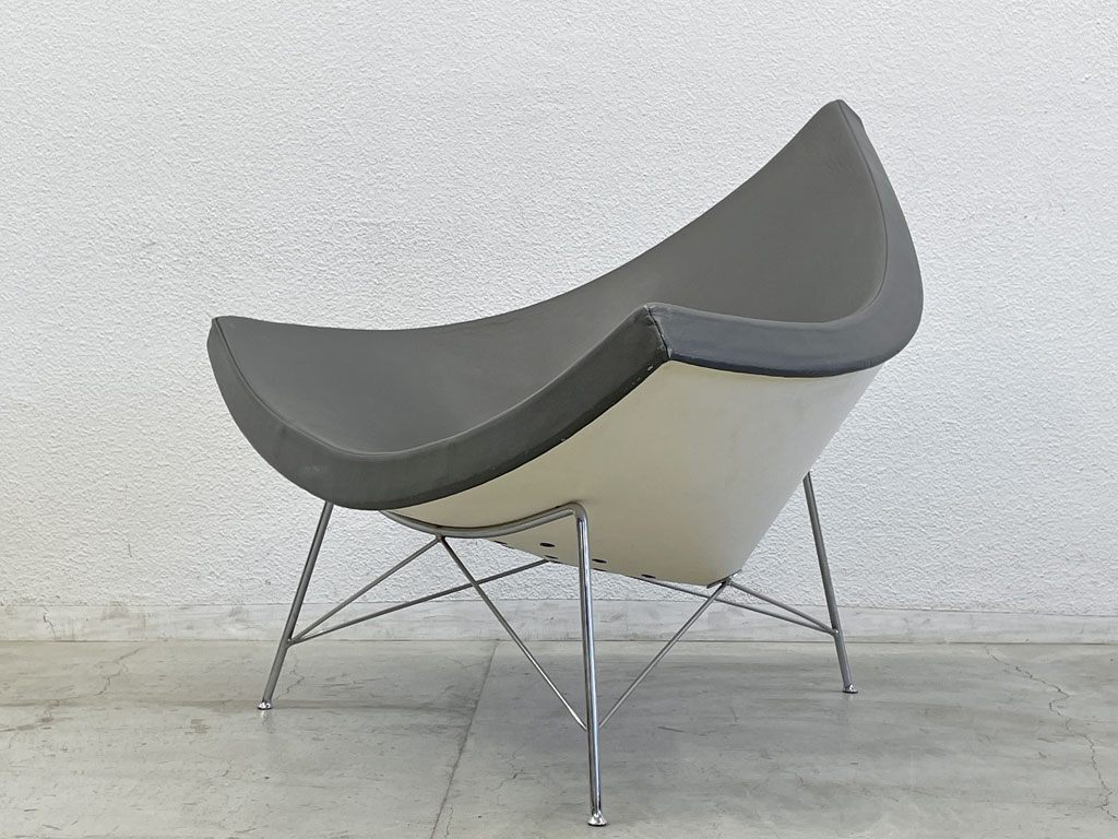 ヴィトラ Vitra ココナッツチェア Coconut Chair ジョージ・ネルソン G.Nelson グレー レザー × スチール ミッドセンチュリーデザイン 〓