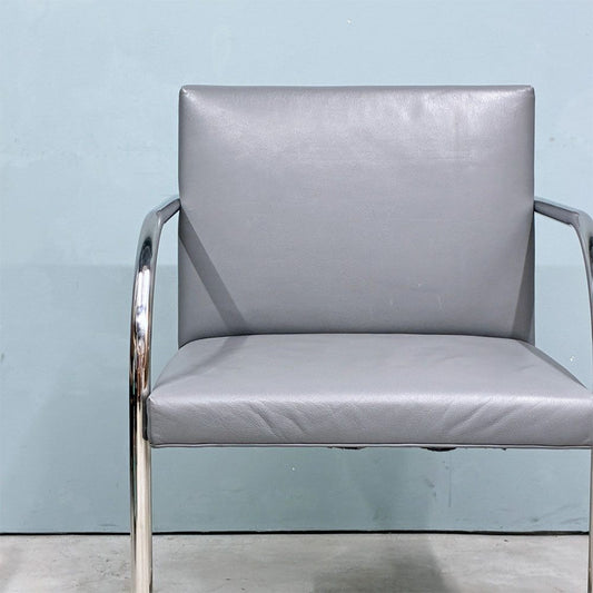 ノル knoll ブルーノ アームチェア チューブラー Brno Arm Chair Tubular ミースファンデルローエ カンチレバー グレー 合成皮革張り ◎
