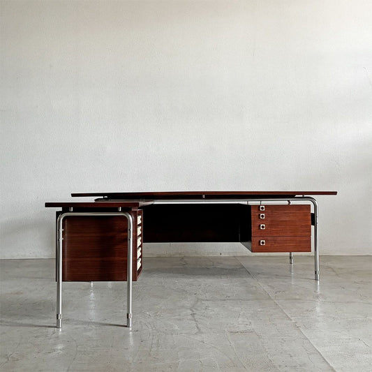 シバストファニチャー Sibast Furniture オフィスデスク No.275 ローズウッド×スチール サブデスク付 W204cm アルネ・ヴォッダー デンマーク 北欧ビンテージ 〓