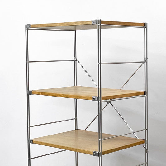 無印良品 MUJI ステンレスユニットシェルフ 6段 W58 H175.5cm スリム タモ材 オープンシェルフ 本棚 飾り棚 収納棚 定価¥41,900- ●