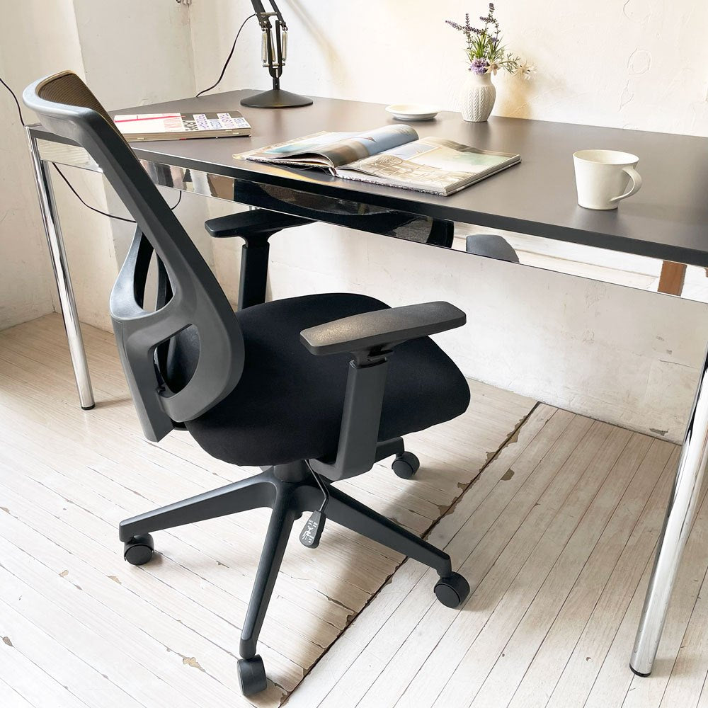 無印良品 MUJI ワーキングアームチェア デスクチェア オフィスチェア 学習椅子 キャスター ブラック ★