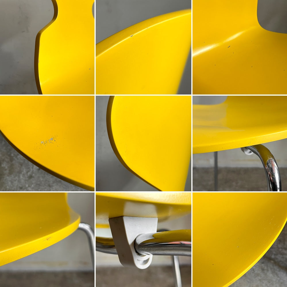 フリッツハンセン Fritz Hansen アントチェア ANT CHAIR 4本脚 イエロー ラッカー仕上げ 2002年製 アルネ・ヤコブセン デンマーク 北欧家具 ■