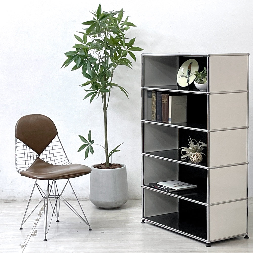 ユーエスエムハラー USMハラー USM Haller キャビネット シェルフ 1列5段 W77×D37×H129cm グラファイトブラック × ピュアホワイト ●