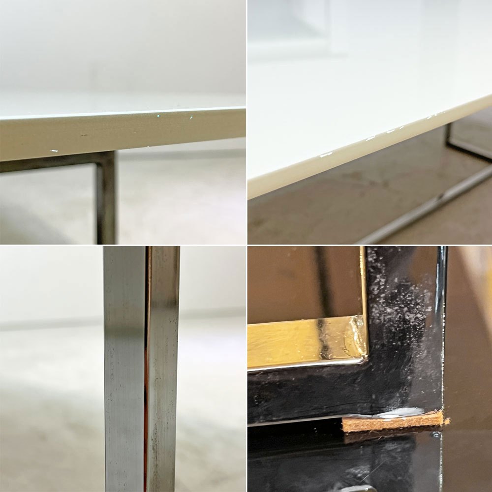 グラス イタリア GLAS ITALIA ラグナ LAGUNA コーヒーテーブル ガラス天板 ホワイト スチールレッグ W164cm イタリアンモダン ●
