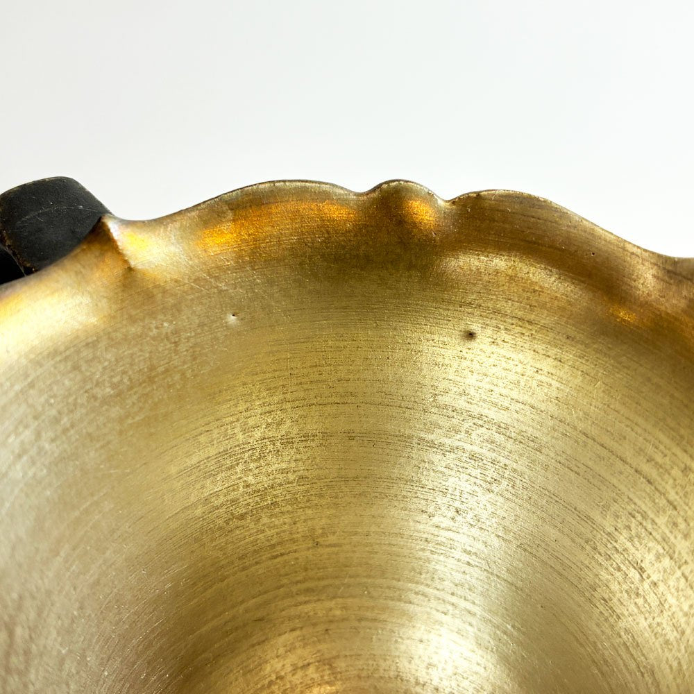 木下和美 黒釉輪花 デミタスカップ 金彩 黒釉 磁器 H7.5cm 現代作家 A ★