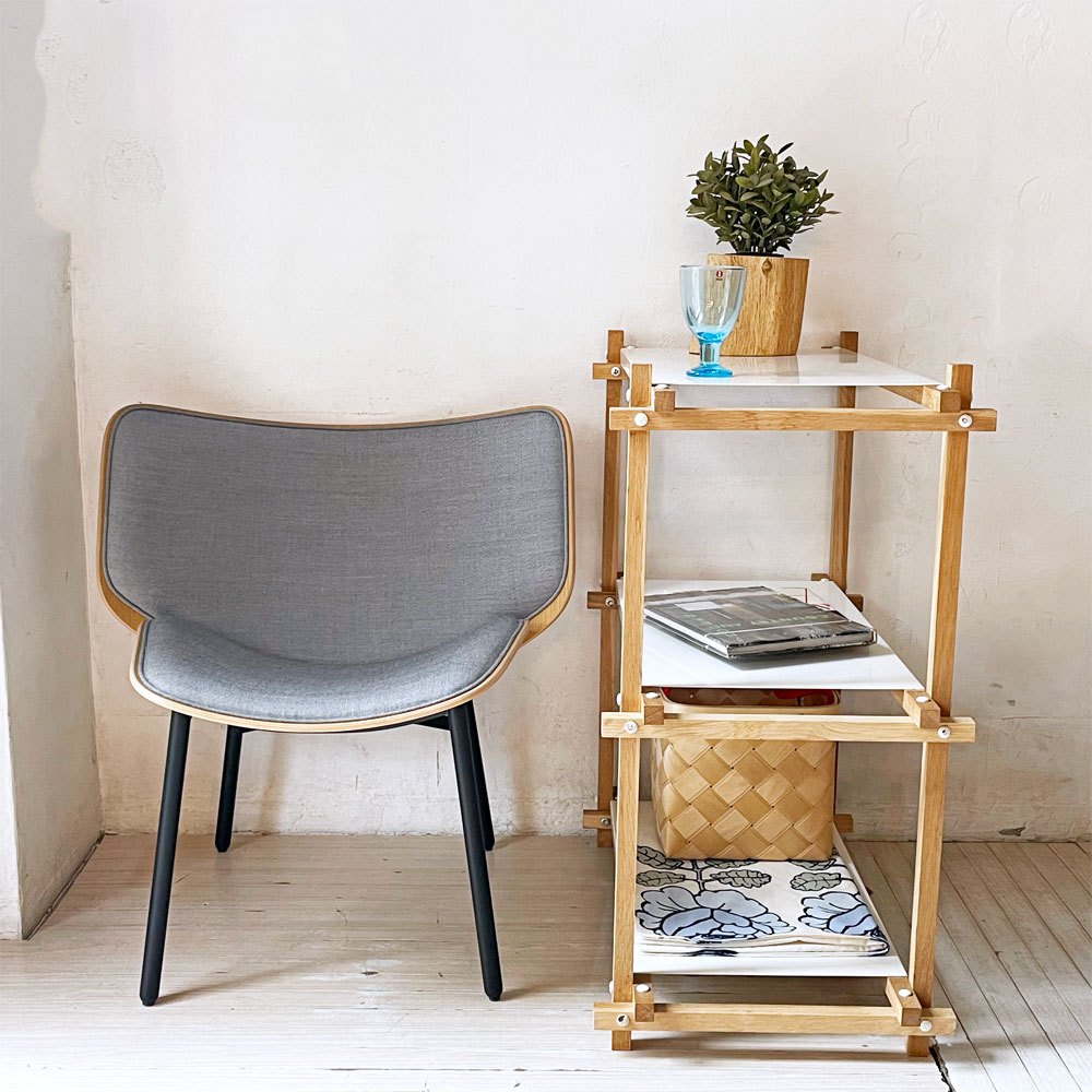 ヘイ HAY WOODY SHELVING 2.0 COLUMN LOW シェルフ オーク材×スチール オープンシェルフ 飾り棚 ホワイト 北欧 デンマーク 定価¥61,600- ★