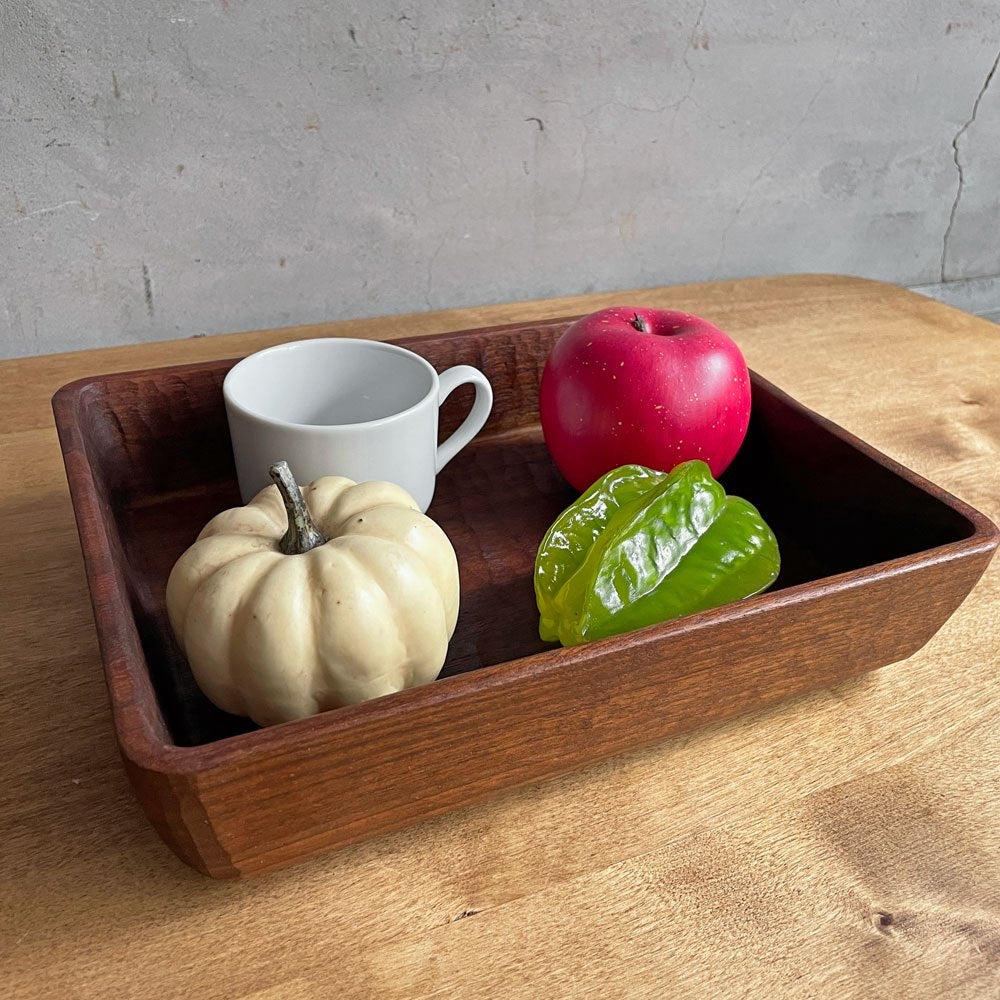 三谷龍二 Ryuji Mitani ブラックウォルナット 角バット トレイ 角盆皿 木の器 27×22×6 cm 木工作家 現代作家 希少サイズ ♪