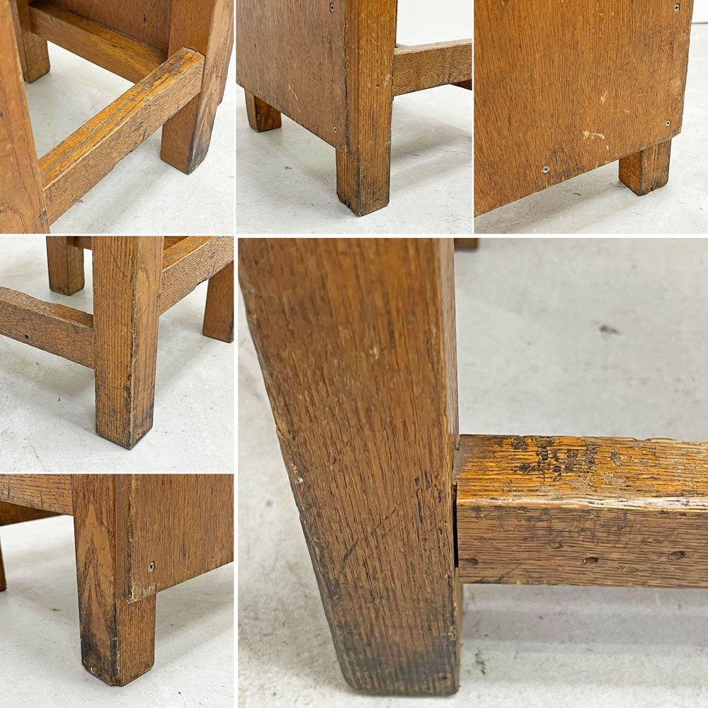 ジャパンビンテージ Japan Vintage スツール 図工椅子 角椅子 花台 ディスプレイスタンド 無垢材 木味 古家具 ●