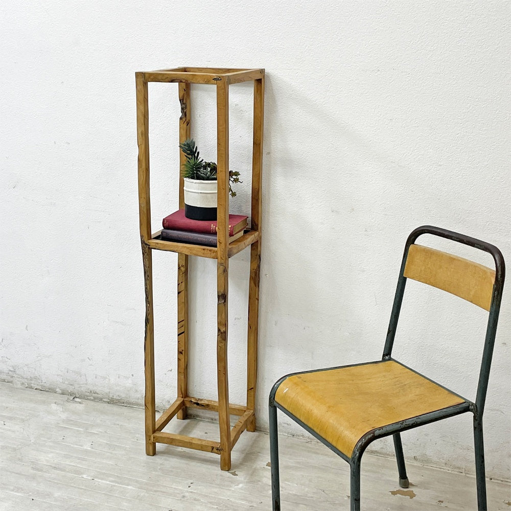ビンテージスタイル Vintage Style フラワースタンド 花台 ラック 2段 エルムウッド 古材 プリミティブ H120cm ●