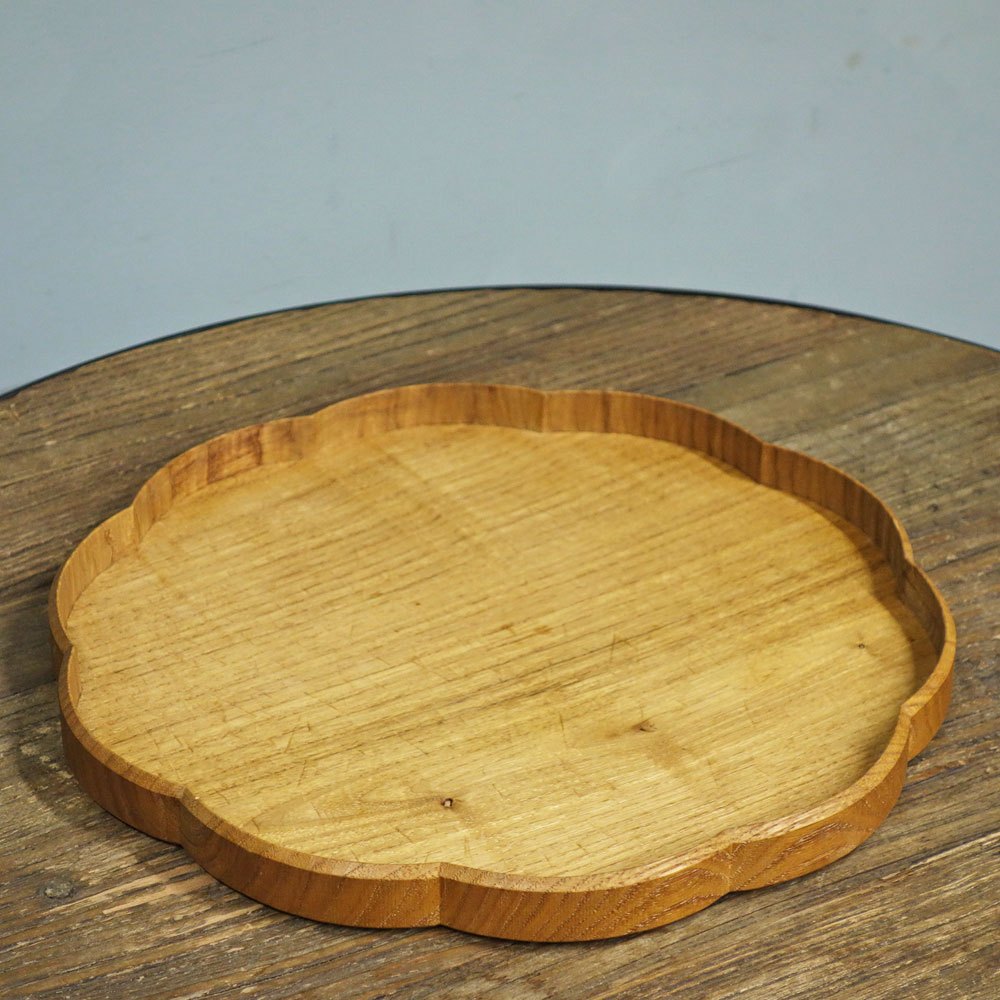 落合芝地 輪花盆 未使用品 落合芝地 輪花盆 33cm 1尺1寸 木製トレイ 現代作家 ◎ | 中古家具を