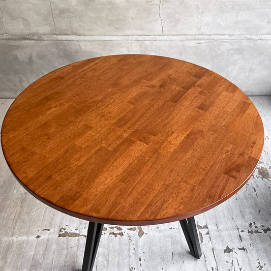 かなでもの KANADEMONO ザ・カフェテーブル THE CAFE TABLE Black Steel 4pin ラウンド Φ90cm ラバーウッド天板 ♪