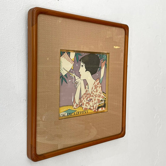 竹久夢二 七夕 シルクスクリーン チーク材フレーム 1987年 エディション入り アクリル板 181/250 大正ロマン ジャパンビンテージ ★