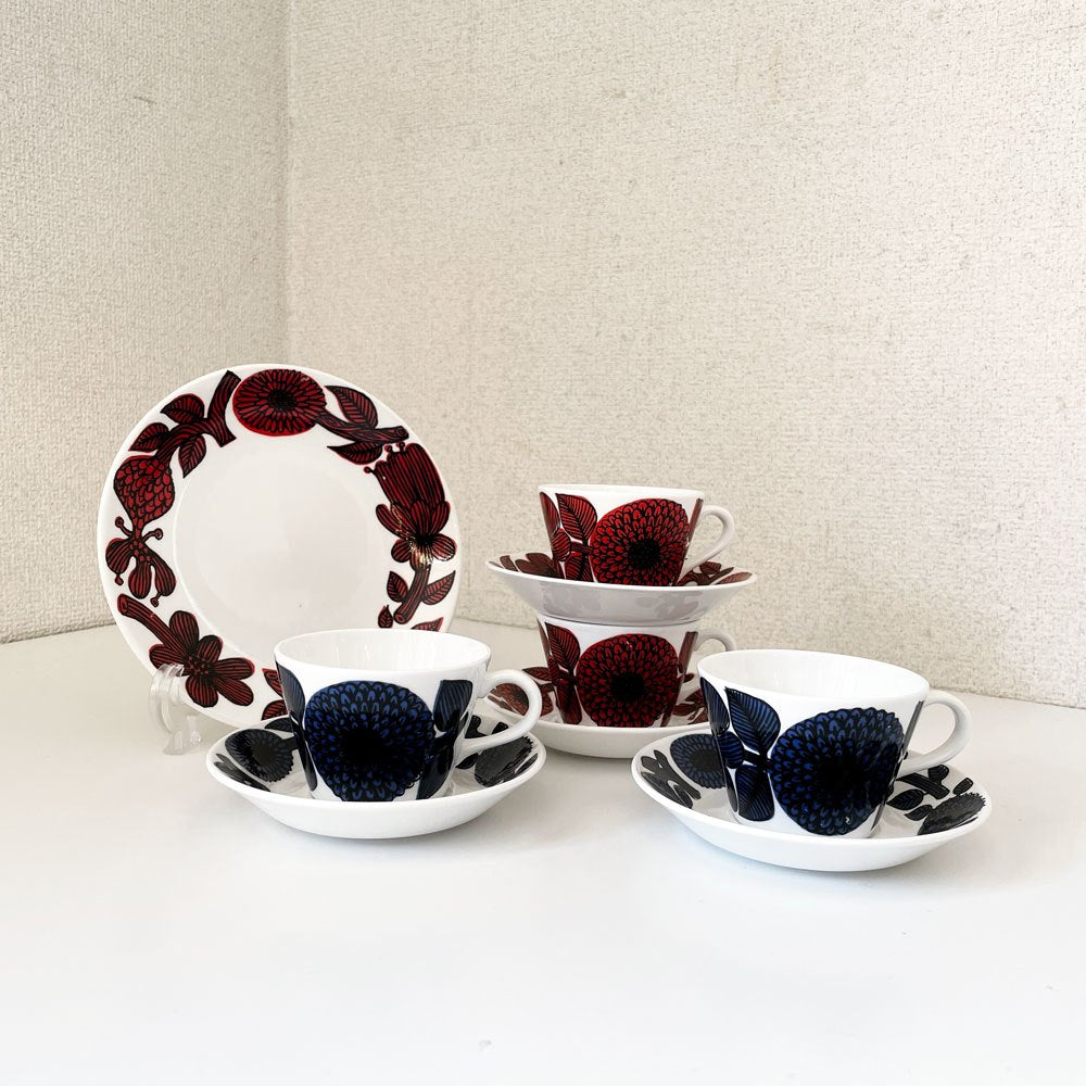 グスタフスベリ GUSTAVSBERG ブルーアスター BLUE ASTER コーヒーカップ&ソーサー C/S スティグ・リンドベリ スウェーデン 北欧ビンテージ B ◎