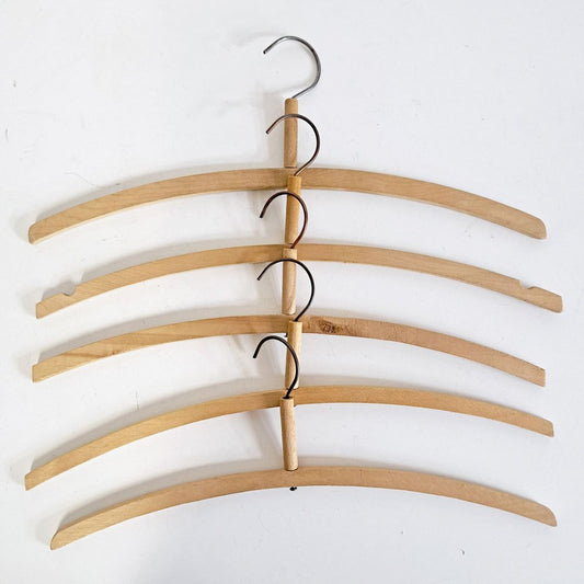 北欧ビンテージ Scandinabian Vintage 木製ハンガー 10本セット 1950〜70年代 木味 レトロ 古道具 D ●