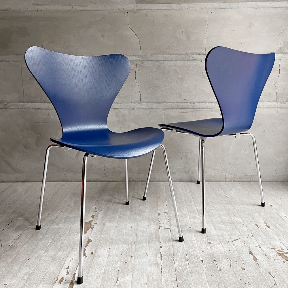 フリッツハンセン Fritz Hansen セブンチェア カラードアッシュ アイブルー AI BLUE スタッキングチェア アルネ・ヤコブセン 廃番カラー デンマーク 北欧家具 B ♪