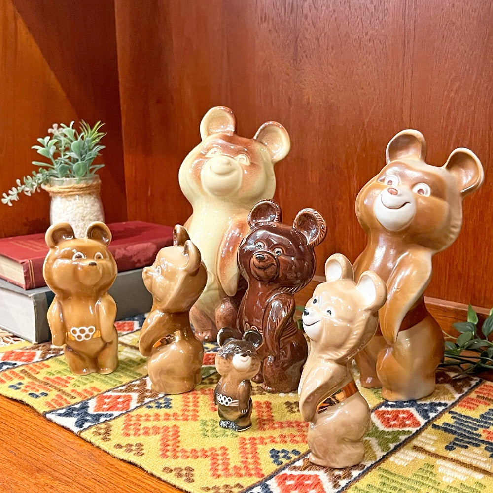 こぐまのミーシャ Misha Миша 陶製 オブジェ 置物 モスクワオリンピック マスコットキャラクター ロシア 旧ソ連 1980年 ビンテージ H20cm ●