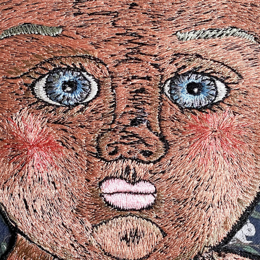 ママカロン ma.macaron クッション babydoll うさぎ 横振り刺繍 45cm 刺繍作家 現代作家 ■