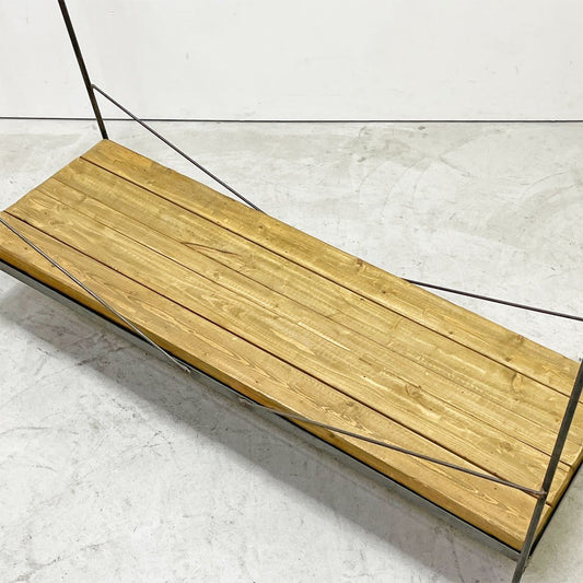 インダストリアルデザイン Industrial Design スチール製 ハンガーラック ウッド収納棚付き ブラック シャビーシック 店舗什器 ●