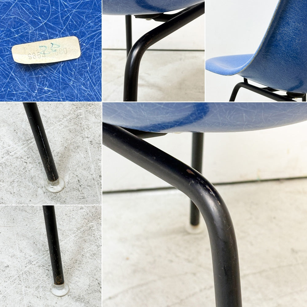 ハーマンミラー Herman Miller サイドシェルチェア セカンド 2nd FRP ウルトラマリンブルー Hベース イームズ ビンテージ ●