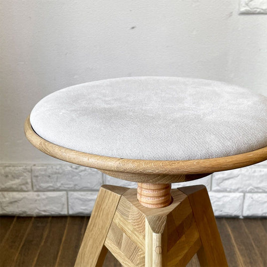 広松木工 Hiromatsu ルメ LUME スツール サイドテーブル オーク無垢材 ピエトラグレー ラウンド 高さ調節機能 ナチュラルスタイル ◎