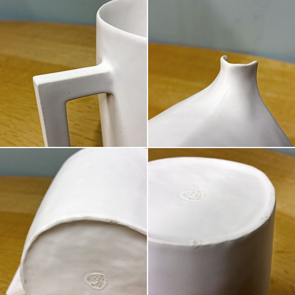 安藤雅信 手付ピッチャー S 白マット釉 陶器 現代作家 ◎