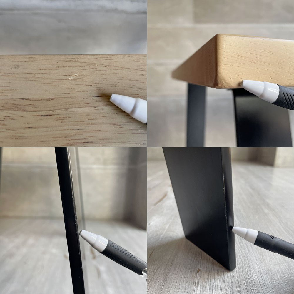 かなでもの KANADEMONO THE TABLE ラバーウッド ナチュラル スリムライン Black Steel 幅106 x 奥行66cm 定価¥58,800- ♪