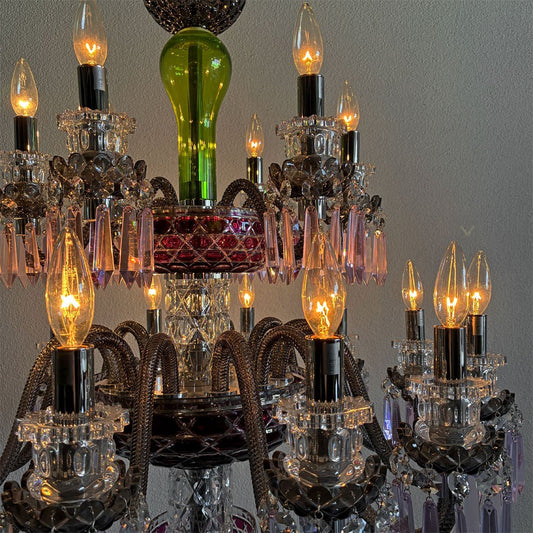 サンルイ SAINT-LOUIS アルルカン ARLEQUIN フロアライト 18灯 アメジスト×シャルトルーズ H204cm クリスタルガラス フランス エルメス取扱 定価2000万円以上 〓