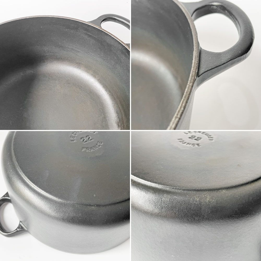ルクルーゼ LE CREUSET ココットロンド 両手鍋 22cm ブラック 両手鍋 鋳物 ★