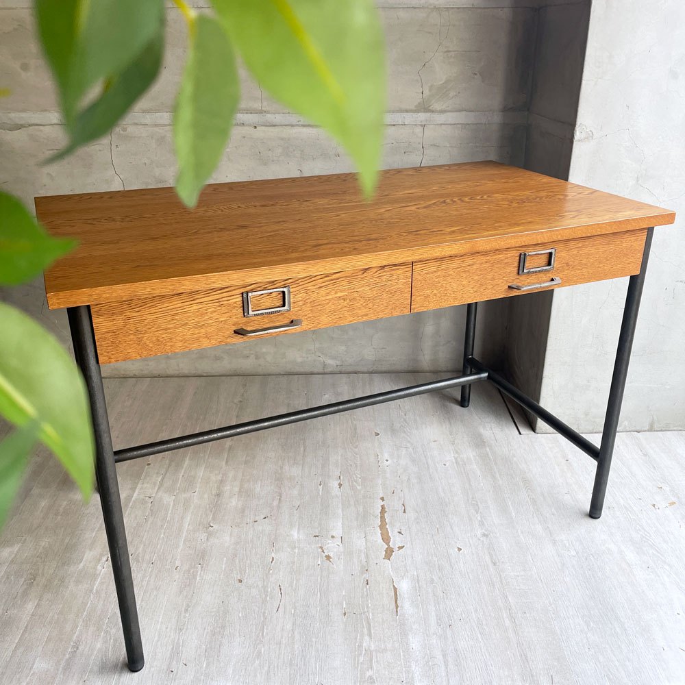 トラックファニチャー TRUCK FURNITURE スット デスク SUTTO DESK ナラ材 x スチール脚 インダストリアルデザイン 定価¥220,000- ♪