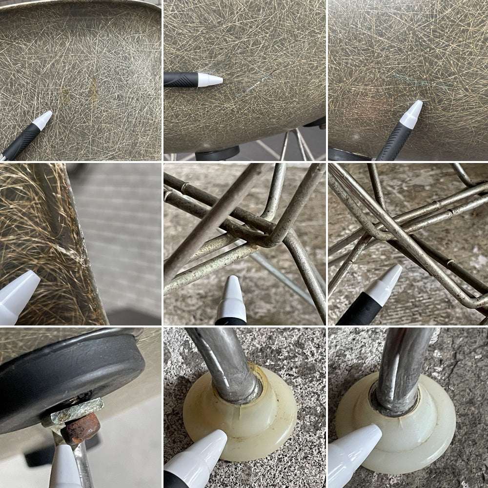ハーマンミラー Herman Miller サイドシェルチェア 2nd ビンテージ エンボスレス すっぴんモデル FRP シーフォームグリーン ロータイプ エッフェルベース イームズ ■
