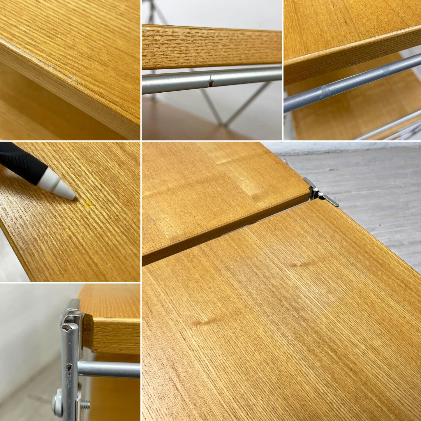 無印良品 MUJI スチールユニットシェルフ 本棚 飾り棚 タモ材 ワイド W168cm 2列 棚板7枚 ●