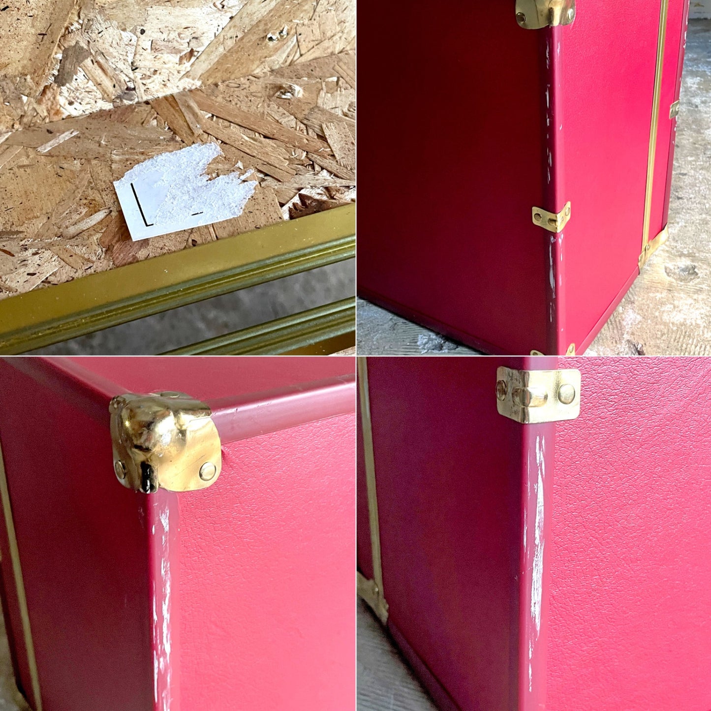 スワード トランク Seward Trunk トランクボックス ビニールレザー レッド ゴールド 鍵付き 収納 アメリカ ■