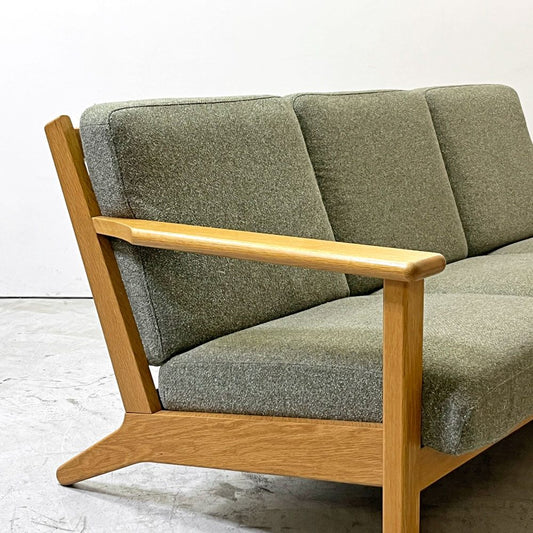 ウニコ unico ヴィスカ VISKA 3シーターソファ カバーリング オーク材 ナチュラルカラー グリーンファブリック 北欧スタイル W178cm ●