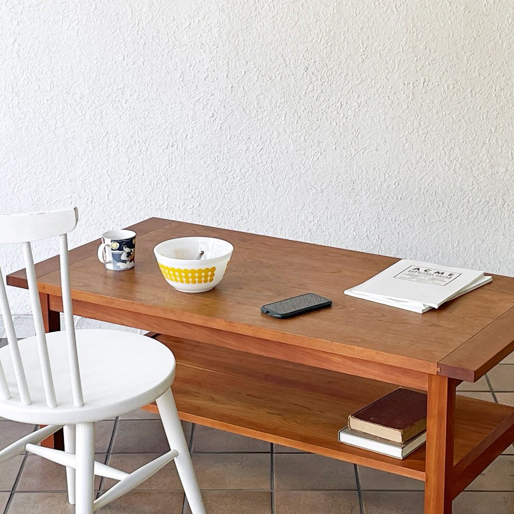 北の住まい設計社 KITANOSUMAISEKKEISHA ベーシック ソファーテーブル ローテーブル チェリー材 W120cm 廃番仕様 ◇