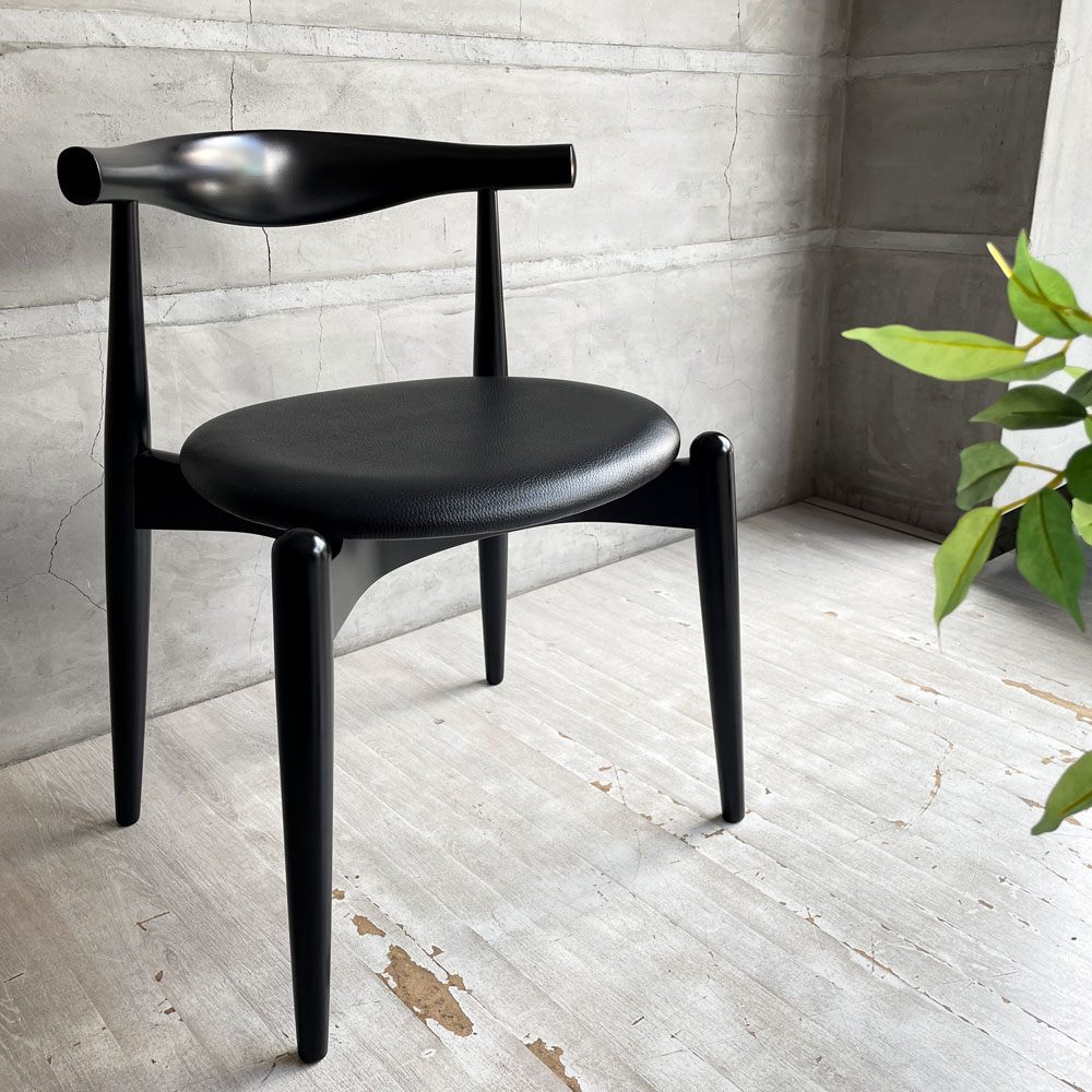 カールハンセン&サン Carl Hansen & Son CH20 エルボーチェア オールブラック ビーチ材 レザー 本革 ハンス・J・ウェグナー 美品 ♪