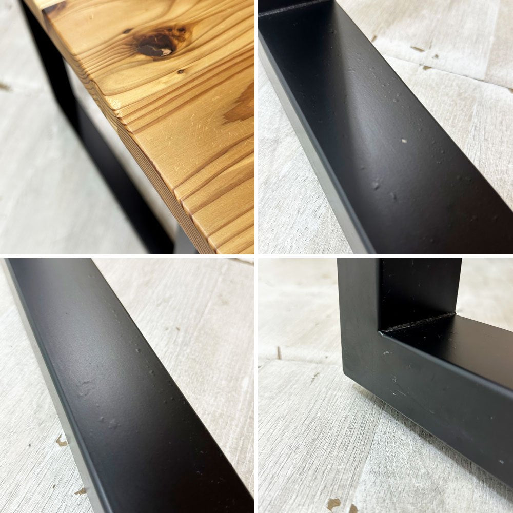 かなでもの KANADEMONO ザ・テーブル THE TABLE デスク 杉無垢材 スチール スクエアレッグ ブラック W160cm ナチュラルデザイン ●